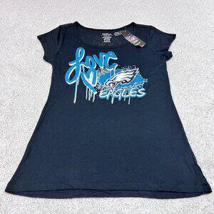 Reebok T-Shirt Philadelphia Eagles Black Short Sleeve Women’s Size Large NWT